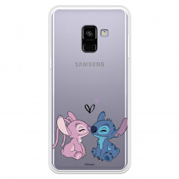 Funda para Samsung Galaxy A8 2018 Oficial de Disney Angel & Stitch Beso - Lilo & Stitch