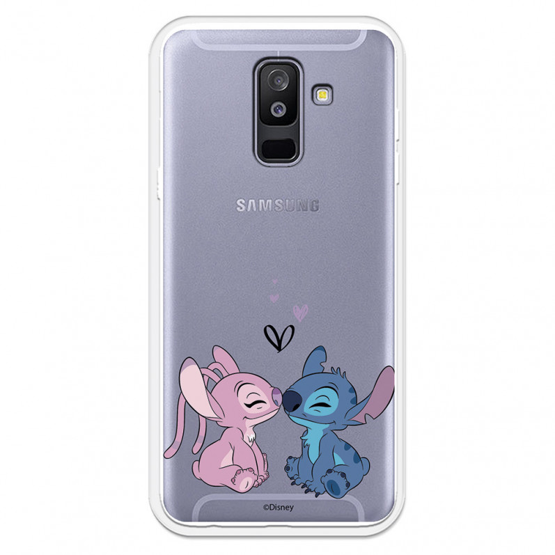 Funda para Samsung Galaxy A6 Plus 2018 Oficial de Disney Angel & Stitch Beso - Lilo & Stitch