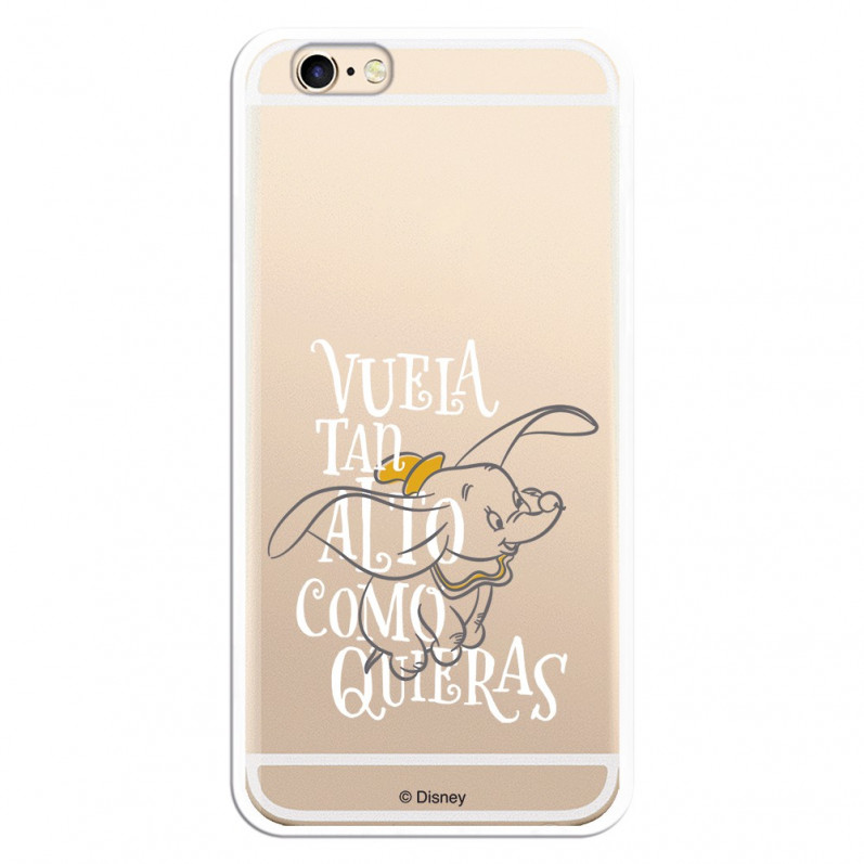 Carcasa Oficial Disney Dumbo Vuela tan algo Clear para iPhone 6S - La Casa de las Carcasas