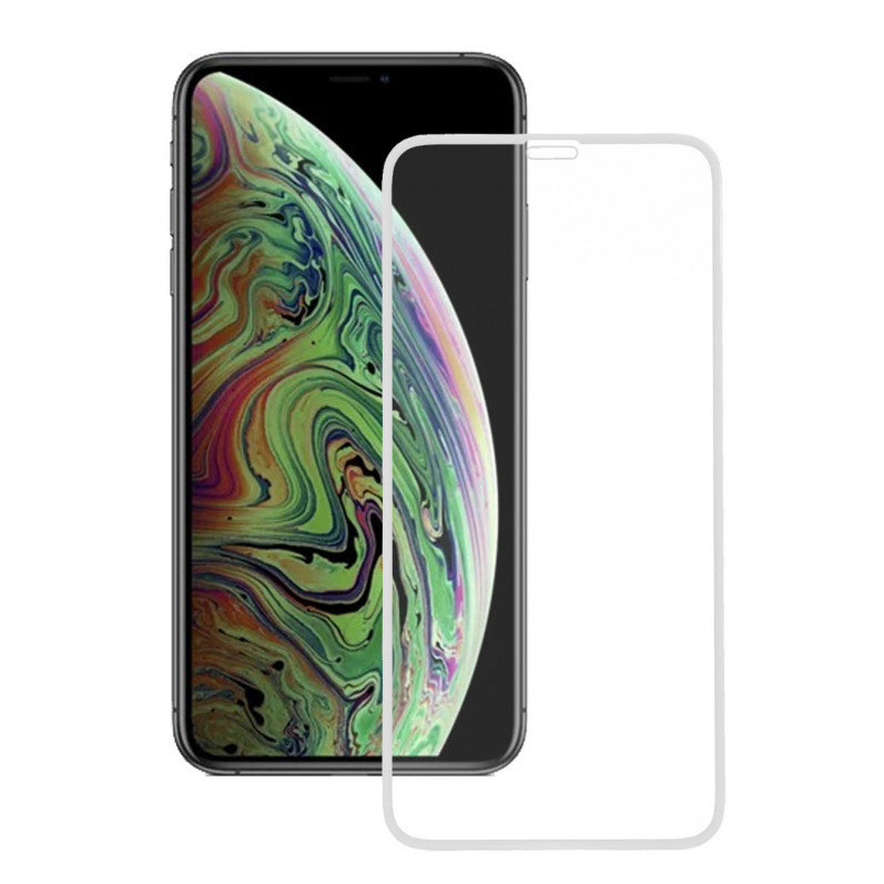 Komplettes weißes gehärtetes Glas für iPhone XS