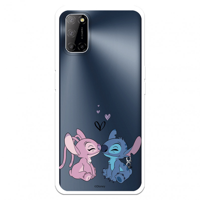 Funda para Oppo A72 Oficial de Disney Angel & Stitch Beso - Lilo & Stitch