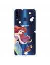 Funda para Samsung Galaxy A20S Oficial de Disney Ariel y Sebastián Burbujas - La Sirenita