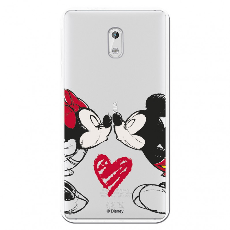 Carcasa Oficial Mikey Y Minnie Beso Clear para Nokia 3- La Casa de las Carcasas