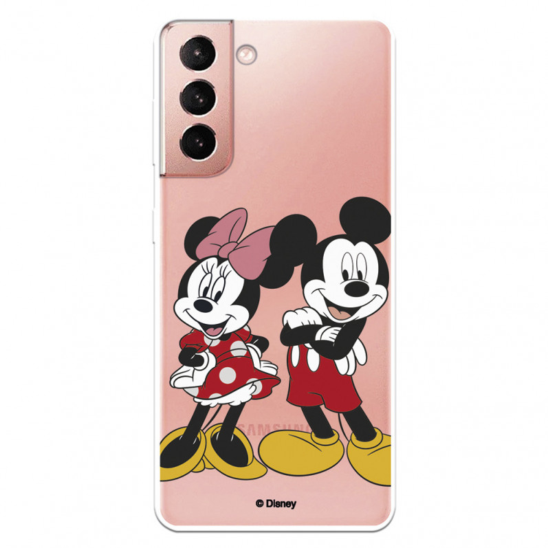 Funda para Samsung Galaxy S21 Oficial de Disney Mickey y Minnie Posando - Clásicos Disney