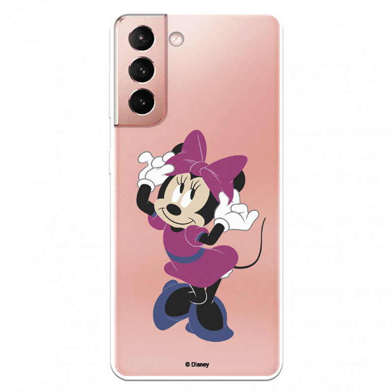 Funda para Samsung Galaxy S21 Oficial de Disney Minnie Rosa - Clásicos Disney