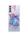 Funda para Samsung Galaxy S21 Plus Oficial de Disney Stitch Graffiti - Lilo & Stitch