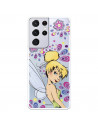 Funda para Samsung Galaxy S21 Ultra Oficial de Disney Campanilla Flores - Peter Pan