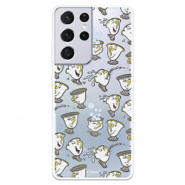 Funda para Samsung Galaxy S21 Ultra Oficial de Disney Chip Potts Siluetas - La Bella y la Bestia