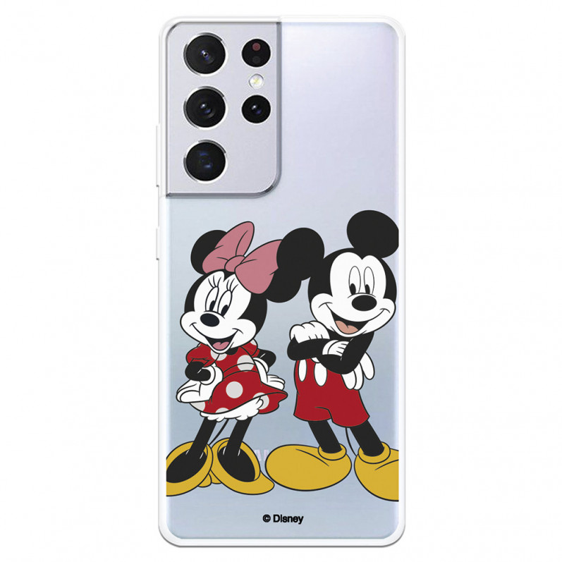 Funda para Samsung Galaxy S21 Ultra Oficial de Disney Mickey y Minnie Posando - Clásicos Disney