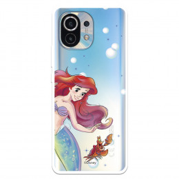 Funda para Xiaomi Mi 11 Oficial de Disney Ariel y Sebastián Burbujas - La Sirenita