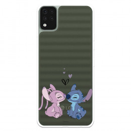 Funda para LG K42 Oficial de Disney Angel & Stitch Beso - Lilo & Stitch