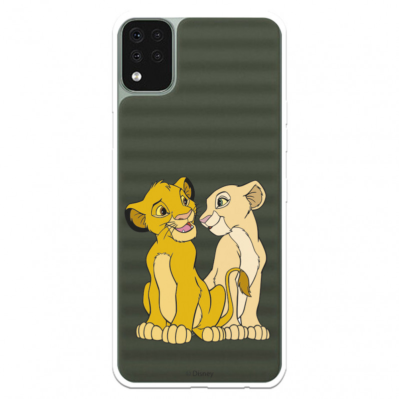 Funda para LG K42 Oficial de Disney Simba y Nala Silueta - El Rey León