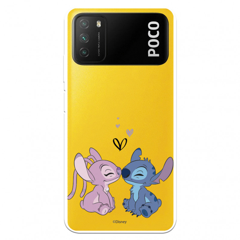 Funda para Xiaomi Poco M3 Oficial de Disney Angel & Stitch Beso - Lilo & Stitch