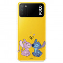 Funda para Xiaomi Poco M3 Oficial de Disney Angel & Stitch Beso - Lilo & Stitch