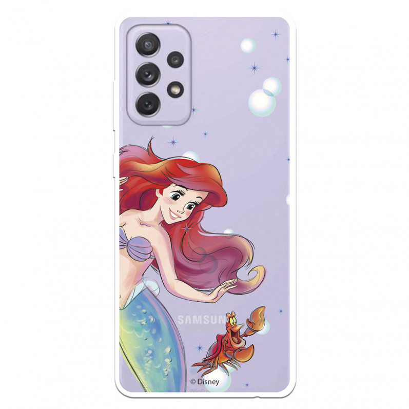 Funda para Samsung Galaxy A72 5G Oficial de Disney Ariel y Sebastián Burbujas - La Sirenita