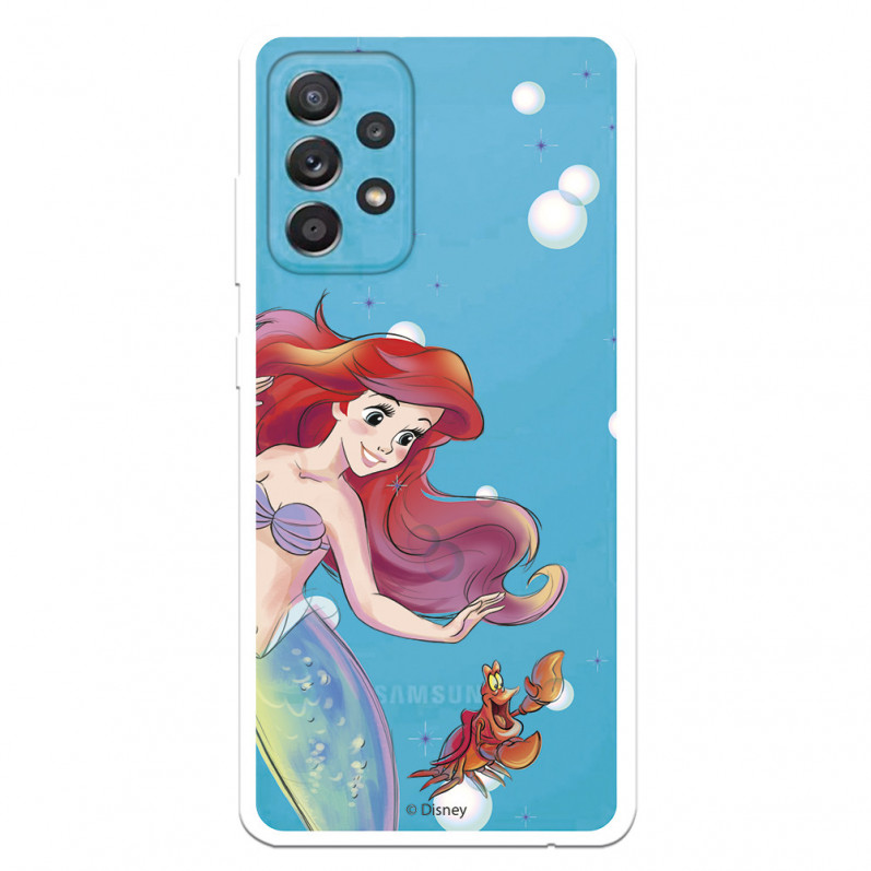 Funda para Samsung Galaxy A52 5G Oficial de Disney Ariel y Sebastián Burbujas - La Sirenita