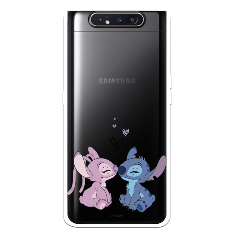 Funda para Samsung Galaxy A80 Oficial de Disney Angel & Stitch Beso - Lilo & Stitch