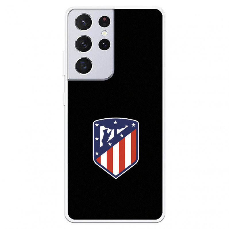 Atlético de Madrid Wappen Schwarzer Hintergrund Samsung Galaxy S21 Ultra Hülle – Offizielle Lizenz von Atlético de Madrid