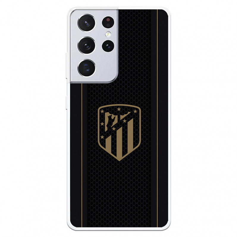 Atlético de Madrid Samsung Galaxy S21 Ultra Case Gold Crest Schwarzer Hintergrund – Offizielle Lizenz von Atlético de Madrid