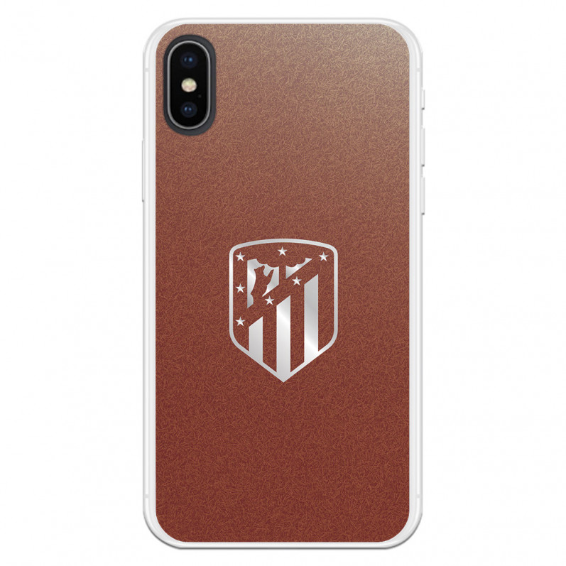 Atlético de Madrid iPhone XS Hülle Silberner Wappenhintergrund – Offizielle Lizenz von Atlético de Madrid