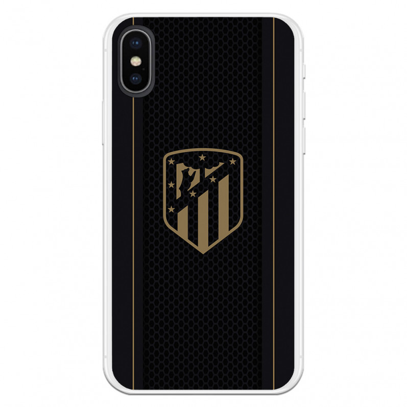 Atlético de Madrid iPhone XS Hülle Goldwappen Schwarzer Hintergrund – Offizielle Lizenz von Atlético de Madrid