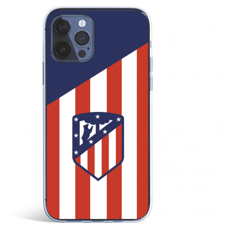 Atlético de Madrid Wappen iPhone 12 Pro Hülle Atlético de Madrid Hintergrund – Offiziell lizenziertes Atlético de Madrid