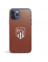 Atlético de Madrid iPhone 12 Pro Hülle Silberner Wappenhintergrund – Offizielle Lizenz von Atlético de Madrid