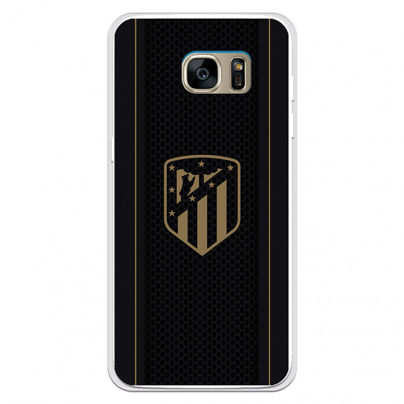 Atlético de Madrid Gold Wappen Schwarzer Hintergrund Samsung Galaxy S7 Edge Hülle – Offizielle Lizenz von Atlético de Madrid