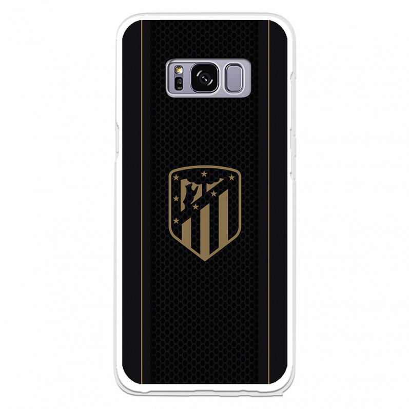 Atlético de Madrid Samsung Galaxy S8 Hülle mit goldenem Wappen und schwarzem Hintergrund – Offizielle Lizenz von Atlético de Mad