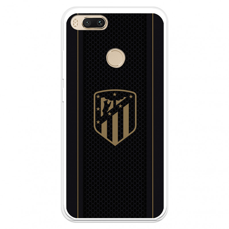 Atlético de Madrid Hülle für Xiaomi Mi A1 Gold Crest Schwarzer Hintergrund - Atlético de Madrid Offizielle Lizenz