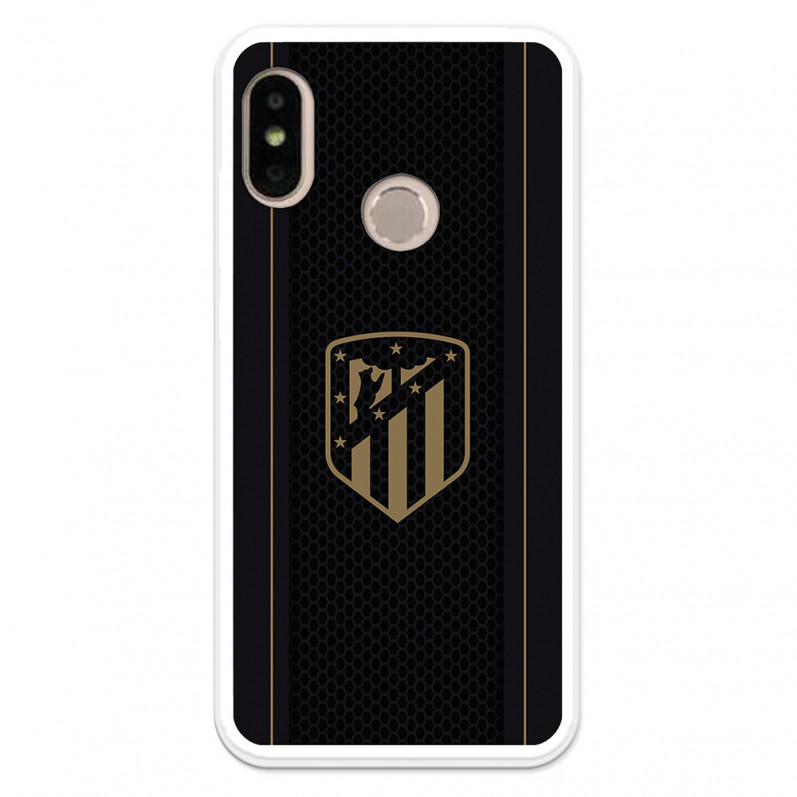 Atlético de Madrid Hülle für Xiaomi Mi A2 Lite Gold Crest Schwarzer Hintergrund - Atlético de Madrid Offizielle Lizenz