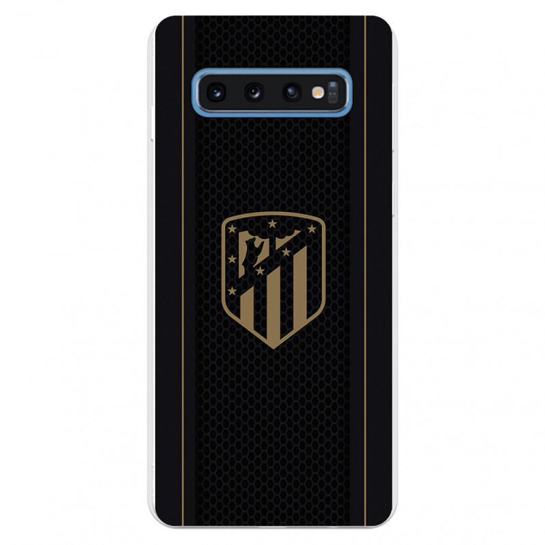 Atlético de Madrid Gold Wappen Schwarzer Hintergrund Samsung Galaxy S10 Hülle – Offizielle Lizenz von Atlético de Madrid