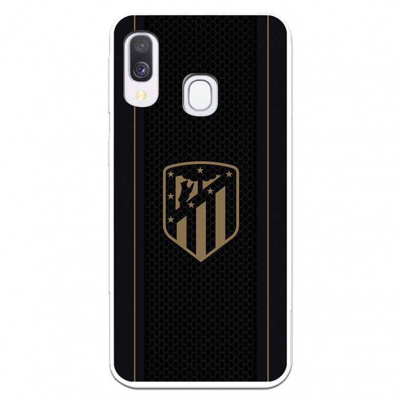 Atlético de Madrid Samsung Galaxy A40 Hülle Gold Crest Schwarzer Hintergrund – Offizielle Lizenz von Atlético de Madrid