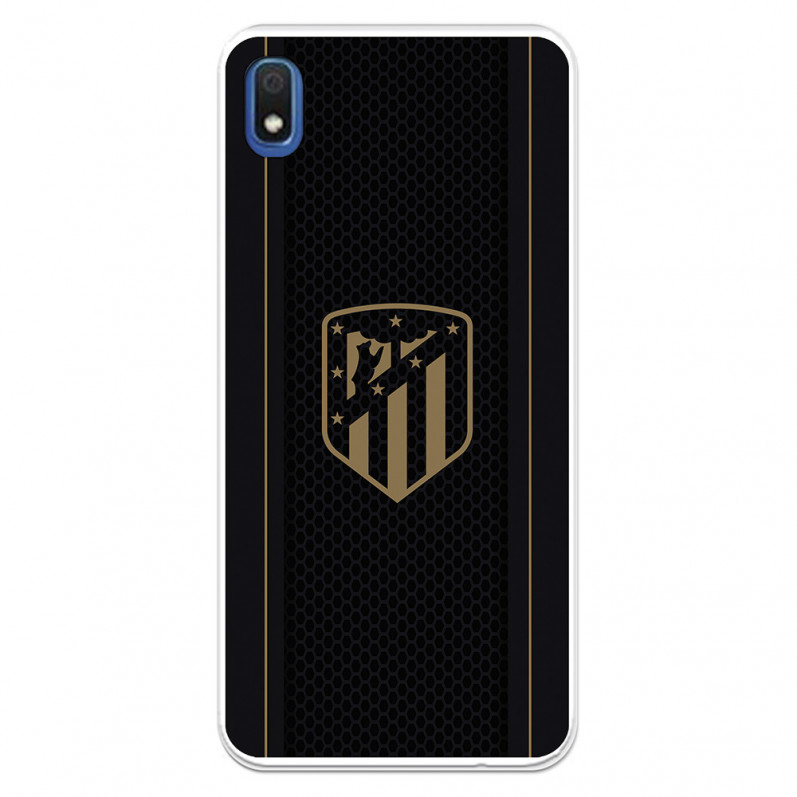 Atlético de Madrid Hülle für Samsung Galaxy A10 Gold Crest Schwarzer Hintergrund – Offiziell lizensiert von Atlético de Madrid