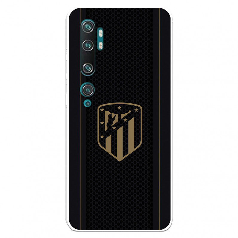 Atlético de Madrid Hülle für Xiaomi Mi Note 10 Gold Crest Schwarzer Hintergrund – Atlético de Madrid Offizielle Lizenz