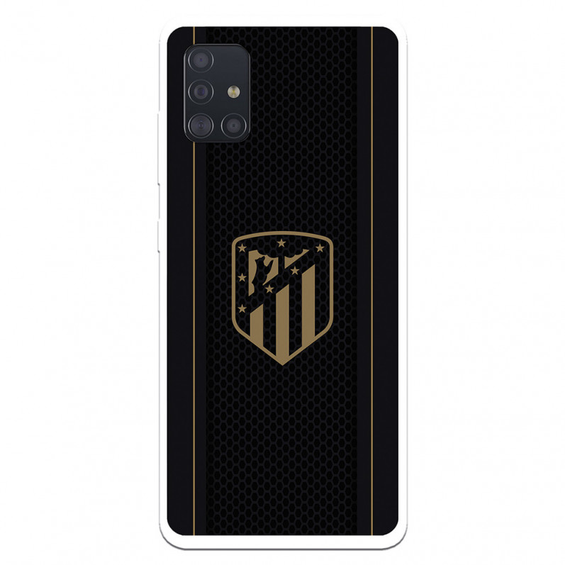 Atlético de Madrid Hülle für Samsung Galaxy A51 Gold Crest Schwarzer Hintergrund – Offiziell lizensiert von Atlético de Madrid