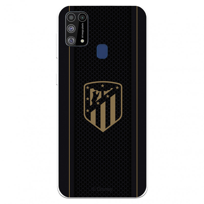 Atlético de Madrid Samsung Galaxy M31 Hülle Goldwappen Schwarzer Hintergrund – Offizielle Lizenz von Atlético de Madrid