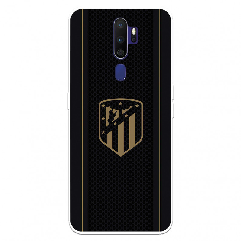 Hülle für Oppo A9 2020 Atlético de Madrid Goldwappen Schwarzer Hintergrund – Offizielle Lizenz von Atlético de Madrid