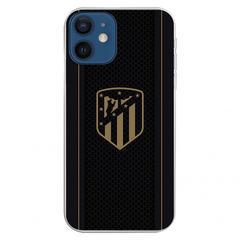 Atlético de Madrid iPhone 12 Mini Case Gold Crest Schwarzer Hintergrund – Offizielle Lizenz von Atlético de Madrid