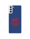 FC Barcelona Red Crest Blue Background Samsung Galaxy S21 Plus Hülle – Offizielle FC Barcelona Lizenz