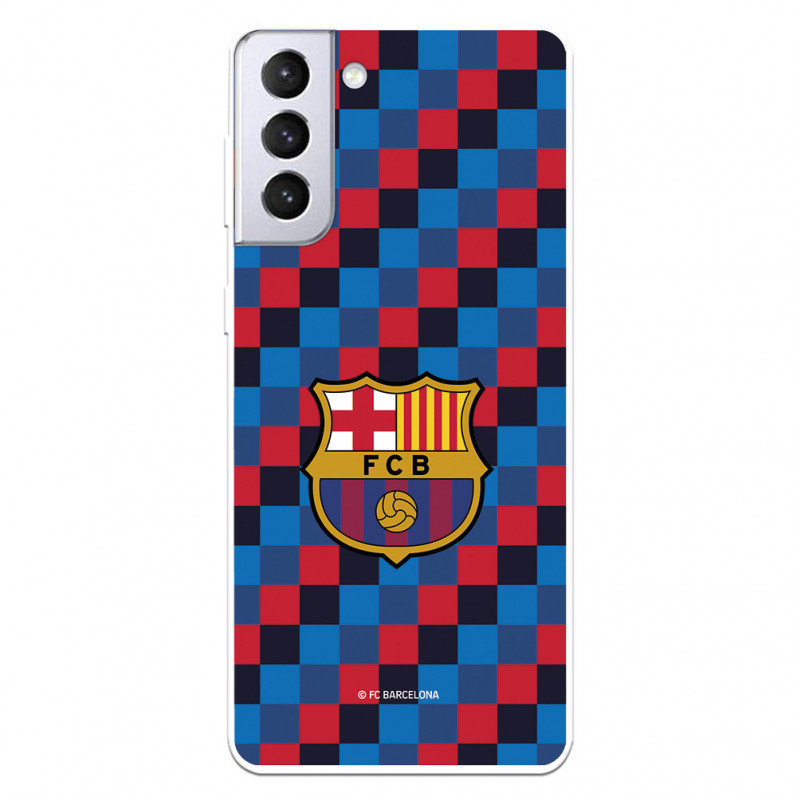 FC Barcelona Crest Hülle für Samsung Galaxy S21 Plus Quadratischer Hintergrund – Offizielle FC Barcelona Lizenz