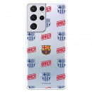 Hülle für Samsung Galaxy S21 Ultra des FC Barcelona Crest Design Rot und Blau Transparent - FC Barcelo Offizielle Lizenz