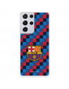 FC Barcelona Crest Hülle für Samsung Galaxy S21 Ultra Quadratischer Hintergrund – FC Barcelona Offizielle Lizenz