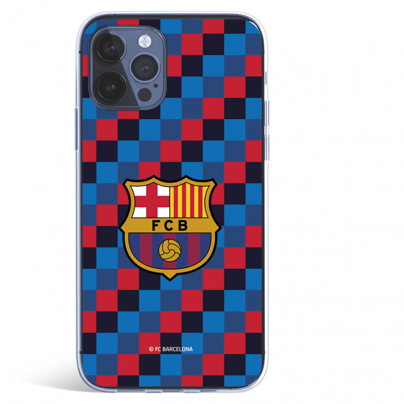 iPhone 12 -Hülle mit FC Barcelona-Wappen und quadratischem Hintergrund – Offizielle FC Barcelona-Lizenz