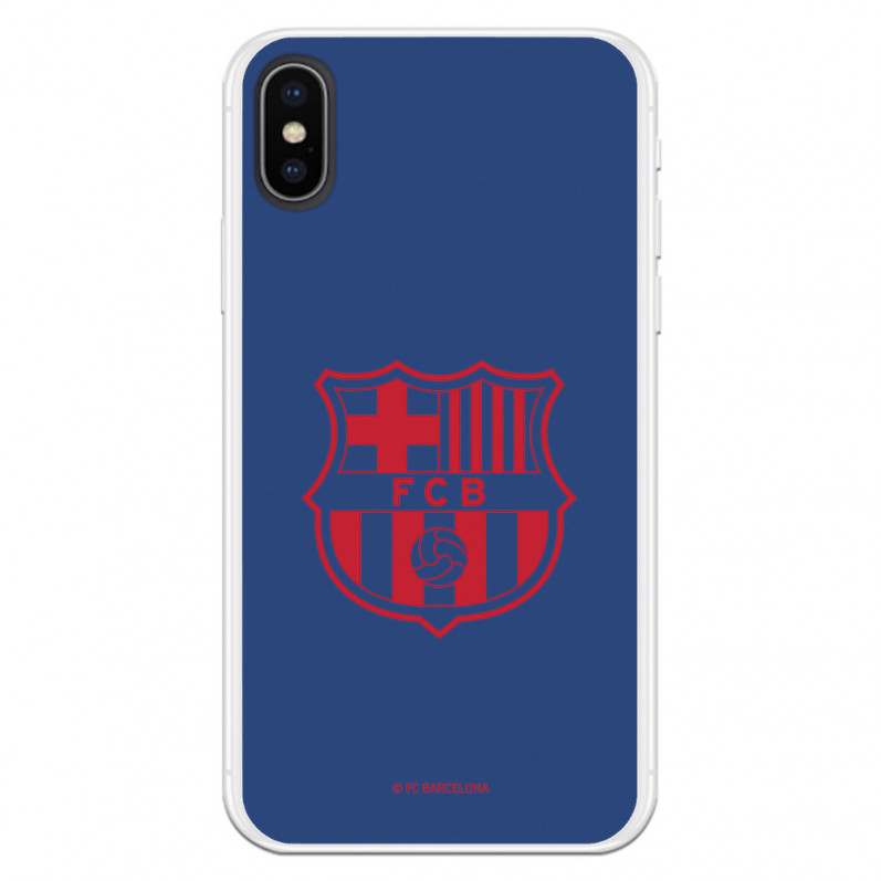 FC Barcelona iPhone X Hülle Rotes Wappen Blauer Hintergrund – FC Barcelona Offizielle Lizenz