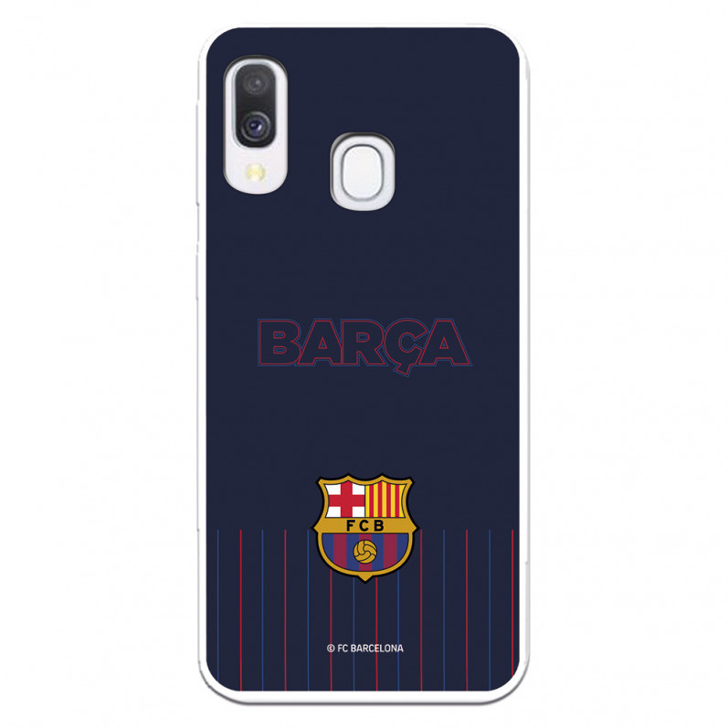 FC Barcelona Barsa Samsung Galaxy A40 Hülle mit blauem Hintergrund – Offizielle FC Barcelona Lizenz