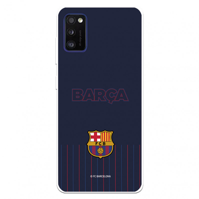 FC Barcelona Barsa Samsung Galaxy A41 Hülle mit blauem Hintergrund – Offizielle FC Barcelona Lizenz