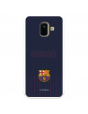 FC Barcelona Barsa Samsung Galaxy A6 2018 Hülle mit blauem Hintergrund – Offizielle FC Barcelona Lizenz