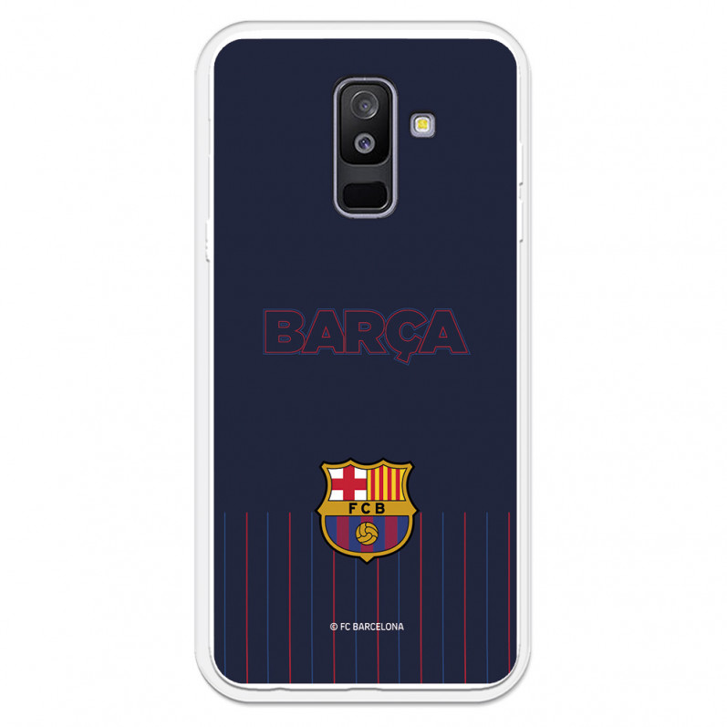 Hülle für Samsung Galaxy A6 Plus 2018 FC Barcelona Barsa Blauer Hintergrund – FC Barcelona Offizielle Lizenz