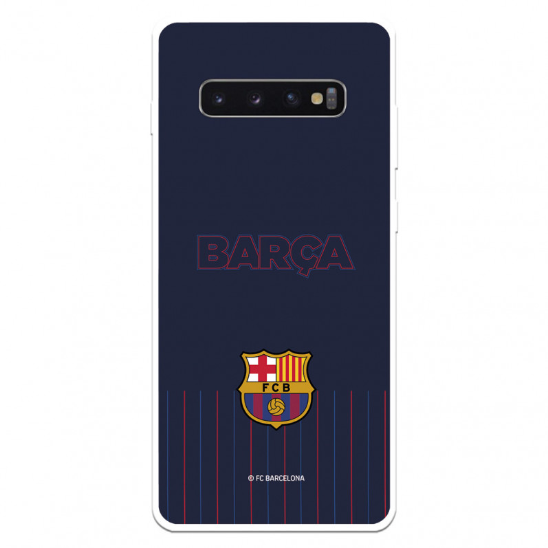 FC Barcelona Barsa Samsung Galaxy S10 Hülle mit blauem Hintergrund – Offizielle FC Barcelona Lizenz